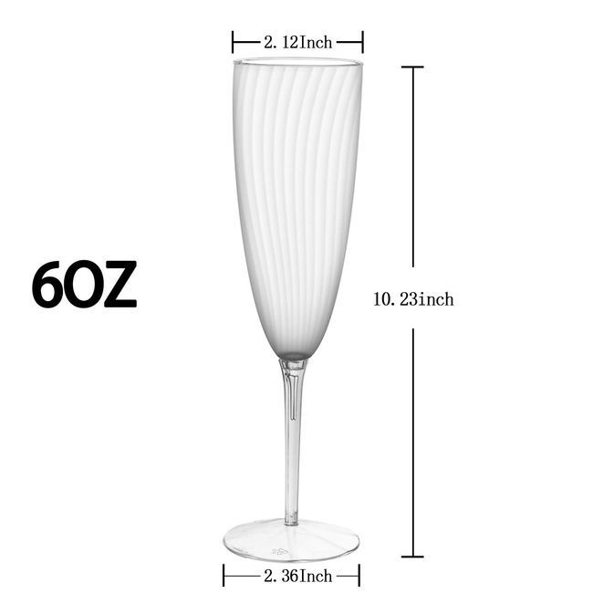 80 PC Plastic Champagne Flute Disposable 4 oz Wine Wedding Party Clear Glasses