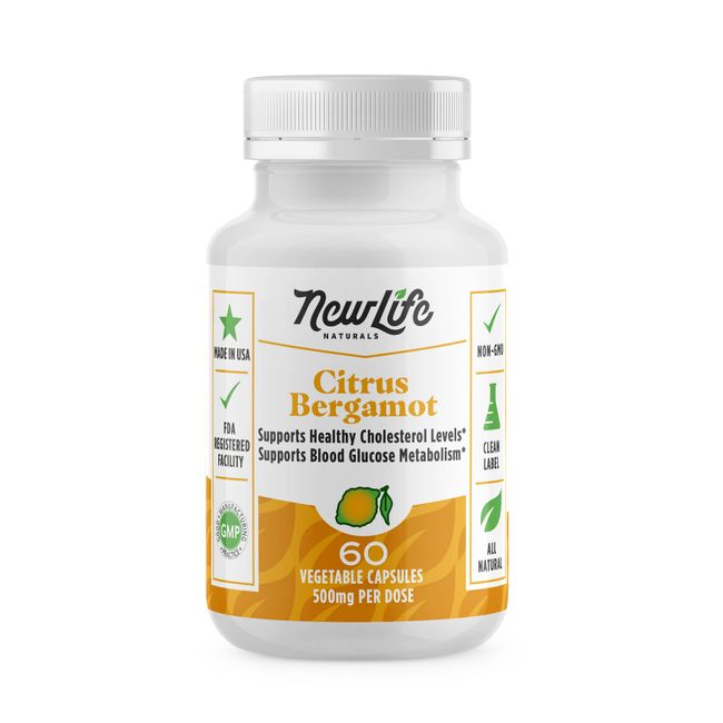 NewLife Naturals Citrus Bergamot Supplements 500 MG for Cholesterol Support- Cholesterol Supplement - 60 Veggie Capsules