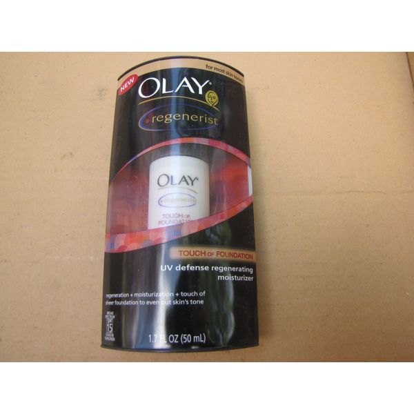 OLAY TOUCH OF FOUNDATION UV DEFENSE REGENERATING MOISTURIZER 1.7 OZ  RARE HTF