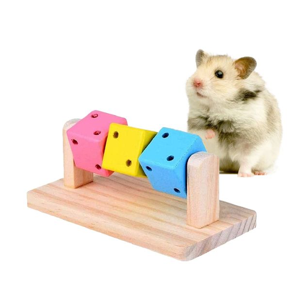 Litewoo Hamster Chew Toy Wood Platform Grinding Teeth Toys Exercise Intelligence Training Colorful Wooden Block for Small Animals Chinchilla Gerbil Guinea Pig Rat Chipmunk Squirrel Sugar Glider