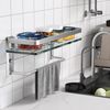 Danpoo Bathroom Wall Shelf, Tempered Glass Bathroom Shelf(Matte Silver)