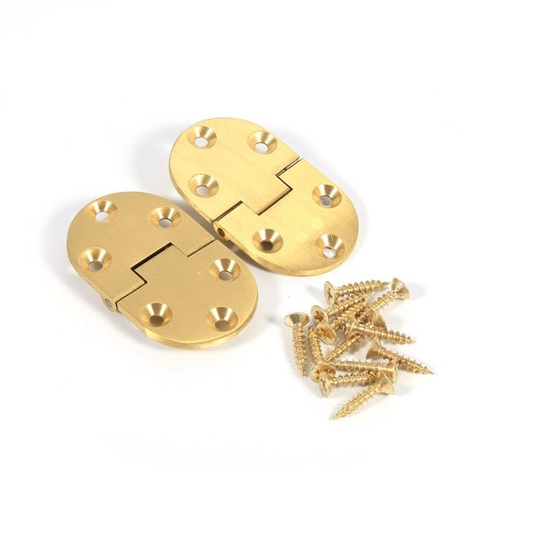 Folding Flip Top Hinge, 2PCS Counter Flap Hinges Brass Round Edge 180 Degree Door Hinges Backflap Hinge Foldable Butler Tray Table Flap Hinges for Table Cabinet Door Furniture with Screws