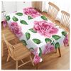 Walmsco Tablecloth Pink Roses Green Leaves Decor For Dining Room Kitchen Rectangular Table Cover 132 * 178cm