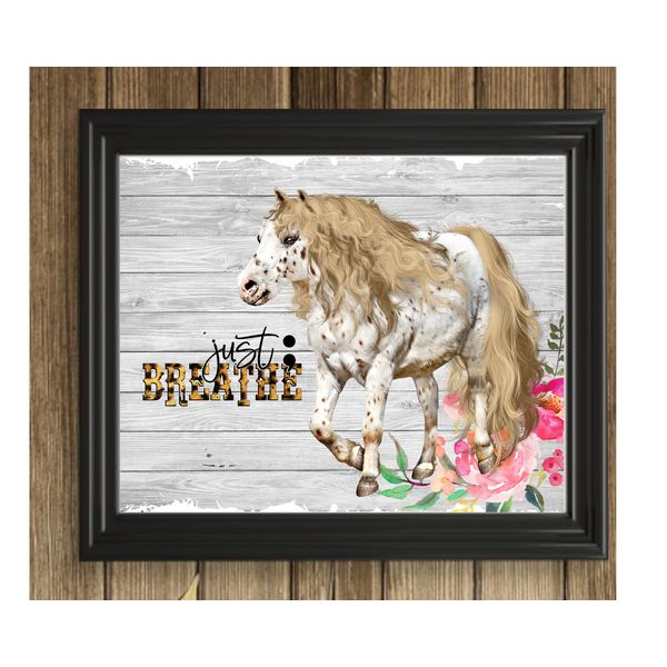 "Just Breathe" Suicide Awareness Horse Semi Colon UNFRAMED Art Print Wall Decor