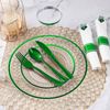 Goodluck 350 Piece Green Plastic Dinnerware Set for Party, Clear Disposable P...