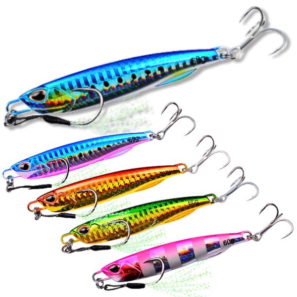 [TACKLAND] Metal Jig, Actual Color, Set of 5, 1.1 oz (30 g), 1.4 oz (40 g), 2.1 oz (60 g), Equipped with Strong Hooks, Lure, Shoj, Drag, Short Cast, Assist Hook, Fishing, Reel Rod (1.4 oz (40 g)