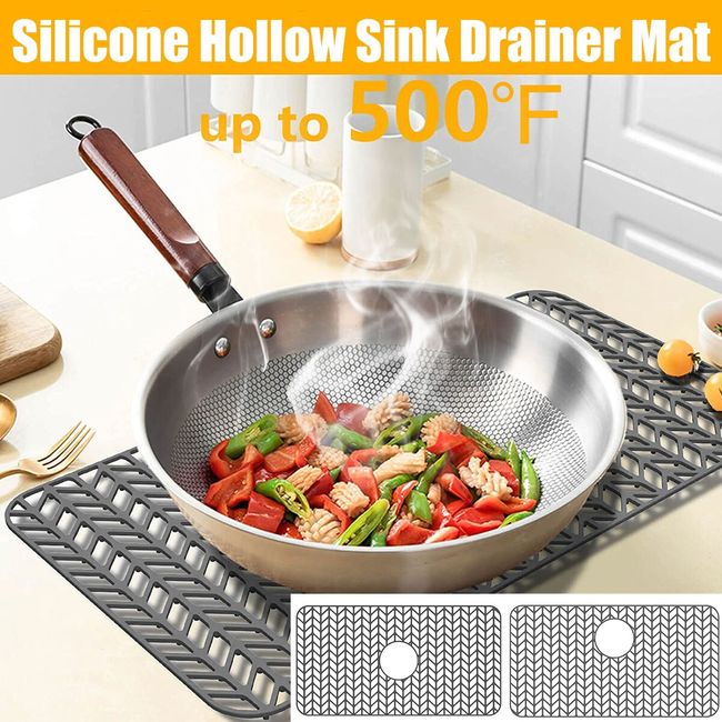 Hollow Silicone Sink Protector Mat Non-Slip Kitchen Bar Sink Drain
