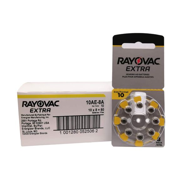 Rayovac Extra Hearing Aid Batteries, Size 10 (80 Total Batteries)