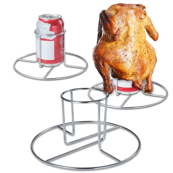 Beer Can Chicken Holder -2 pcs for Grill Oven Smoker Sturdy Stainless Steel Beer Butt Chicken Holder for Whole Chicken Roaster Easy to Use and Clean Chicken Rack for Tender and Juicy Chicken Turkey