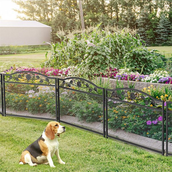 5pcs Metal Garden Fence Decorative Fencing Panel Outdoor Garden Entry Path Fence