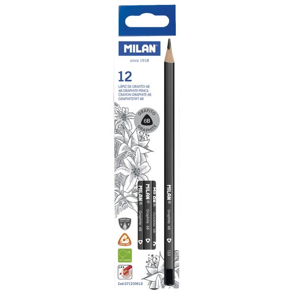MILAN Box of 12 graphite pencils 6B triangular, 71230612