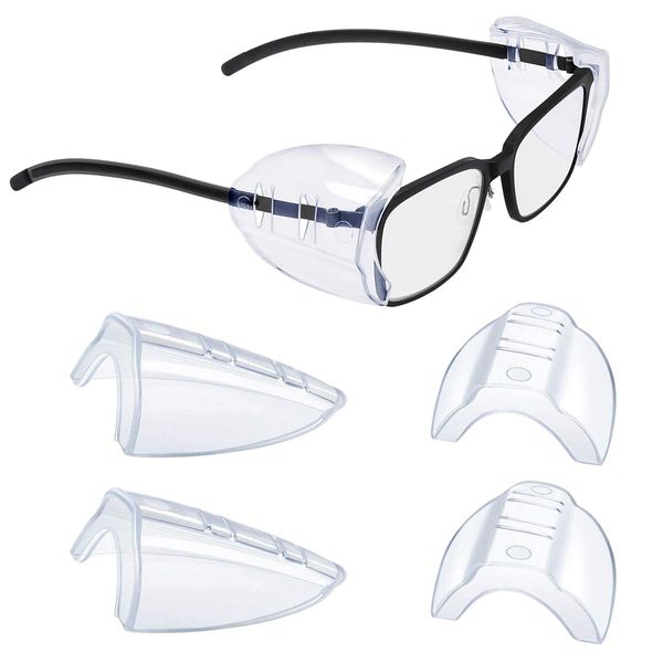 YunTuo 2/4/6/10 Pairs Glasses Side Shields for Eye Glasses,Safety Glasses with Side for Eye Protection-Fits Small to Medium Eyeglasses (2)