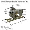 Ball-Bearing Pocket Door Roller Hardware, 1-inch Wheels