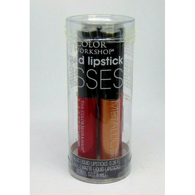 COLOR WORKSHOP Matte & Metallic Liquid Lipstick Kisses 0.26oz/7.6ml NIB