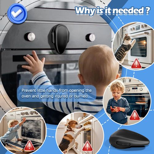 MCOTOP Oven Lock Child Safety (2 Pack), Kitchen Safety Oven Door Lock for Babies & Kids, Stove Child Proof, Childproof Oven Locks for Toddlers, Upgrade Heat-Resistant Material, Easy to Install (Black)