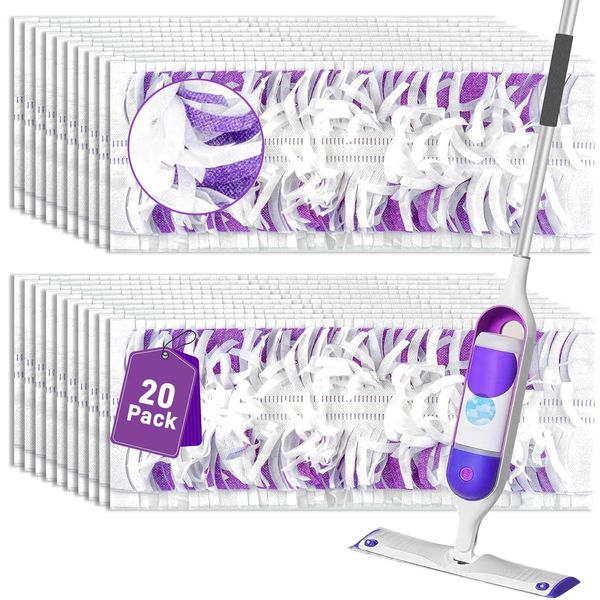 20 Pack Power Mop Refills for Swiffer Power Mop,Disposable Microfiber Replacement Pads for Multi-Surface Floor Cleaning