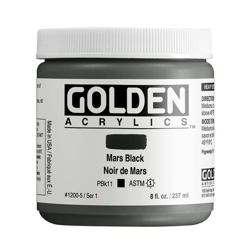 Golden Heavy Body Acrylics Mars Black 8 oz jar