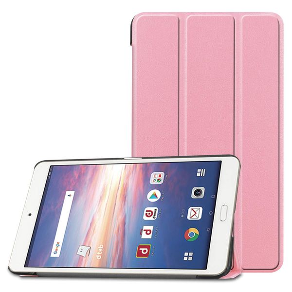 PC Tec NTT docomo Tablet Dedicated Case, Magnetic Closure, Stand Function, Tri-Fold, Cover, Thin, Lightweight, Stand Function, dtab Compact d-02k, Pink