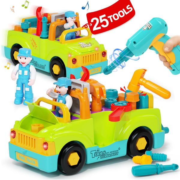 MONLEKIDS 2 Year Old Boy Toys for 2 Year Old Boy Birthday Gift, Toddler Toys 2-3 with Electric Drill Toys for 3 Year Old Boys, Toddler Tool Set Toys for Ages 2-4 Take Apart Toys STEM Educational Toys