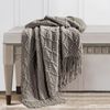 BOURINA Throw Blanket Textured Solid Soft Throws and Blankets for Sofa or Bed Knitted Decorative Blanket 127x178cm Dark Grey