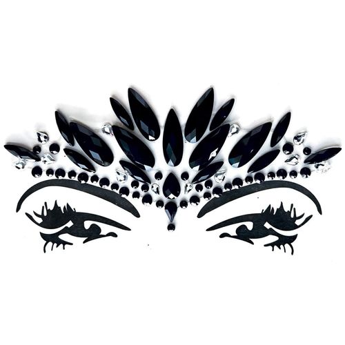 Face Jewels Gemstone Stickers Set of 4 Glitter Rhinestones Face Makeup B34 Black x 4