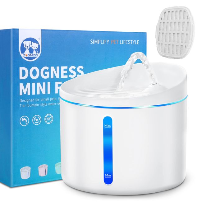 DOGNESS Pet Water Fountain, Healthy and Hygienic Drinking Fountain Super Quiet Flower Automatic Electric Water Bowl for Dogs, Cats, Birds (1L, White)