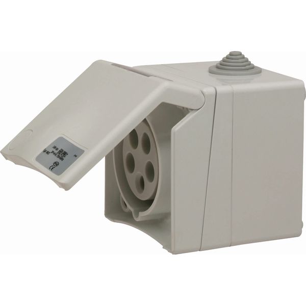 SIROX® CEE Surface-Mounted Socket, 5-pin, 400 V, 6 h Current 16 A, Colour: Light Grey