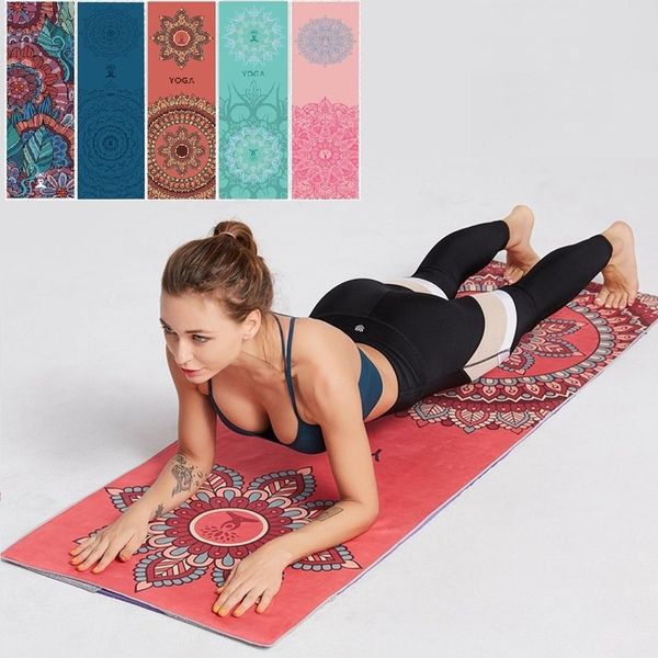 Reversible Yoga Mat Pilates Homet Non-slip Blanket 63185cm Towel Gym Fitness Home, e, 185x63cm