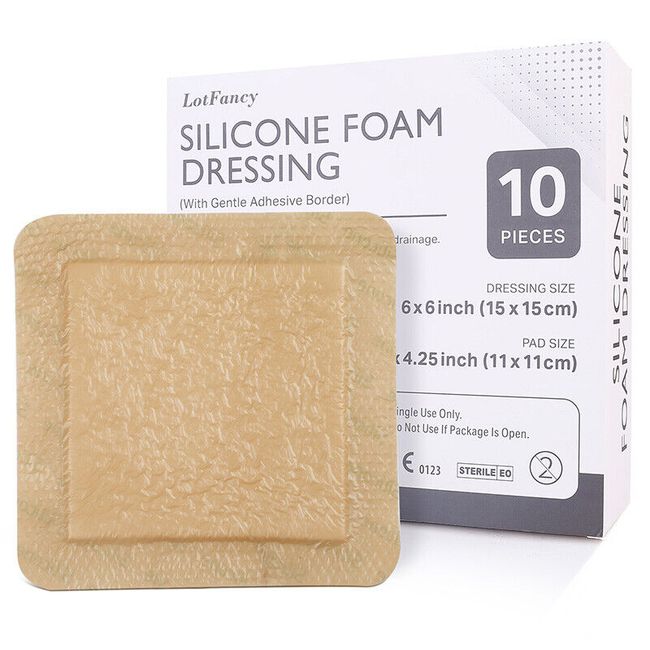 10pcs Silicone Adhesive Foam Dressing 6x6 Waterproof Wound Bandage for Bed Sore