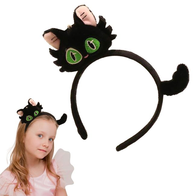 AEGYPIUS Plush Black Cat Headband Cat Ears Headband - Cat Headbands For Girls - Stylish Hair Accessory for Women and Girls - Hello Kitty Headband - Black Cat Head Band for Women and Girls (Black)