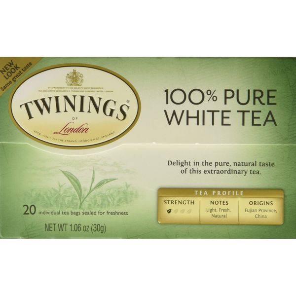 Twinings White Tea, 100% Natural Fujian Chinese Tea with a Light & Fresh Delicate Flavor, White Tea - Box of 20 Tea Bags