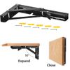 Ruidee 2Pcs Folding Shelf Brackets 250mm Metal Support Bracket Wall Mounted Folding Table Hinge for Kitchen Bedroom Work Bench (ZD/Black/10in)