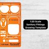 Bocianelli Architectural Drawing Stencil 1:20 - Sanitary Stencil