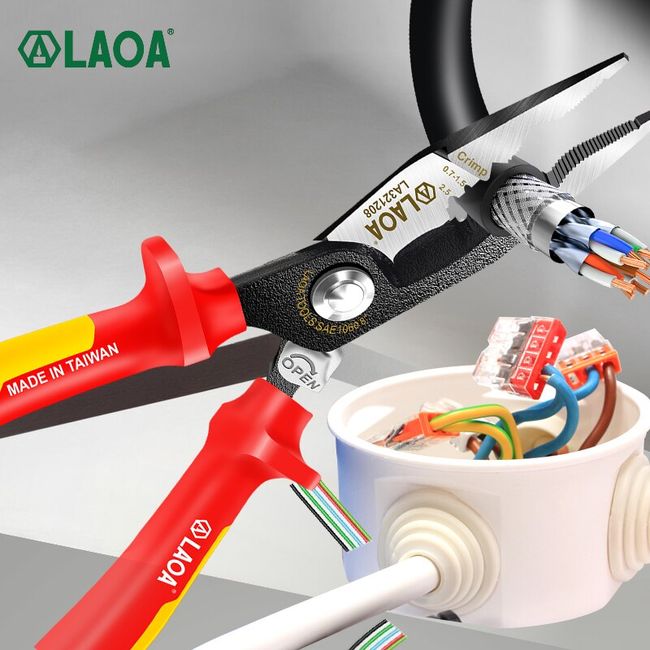 LAOA Cable Cutter 7 Inches CR-MO Wire Cutters Electrical Steel Cable  Cutters Stripper Pliers Electrician Scissors