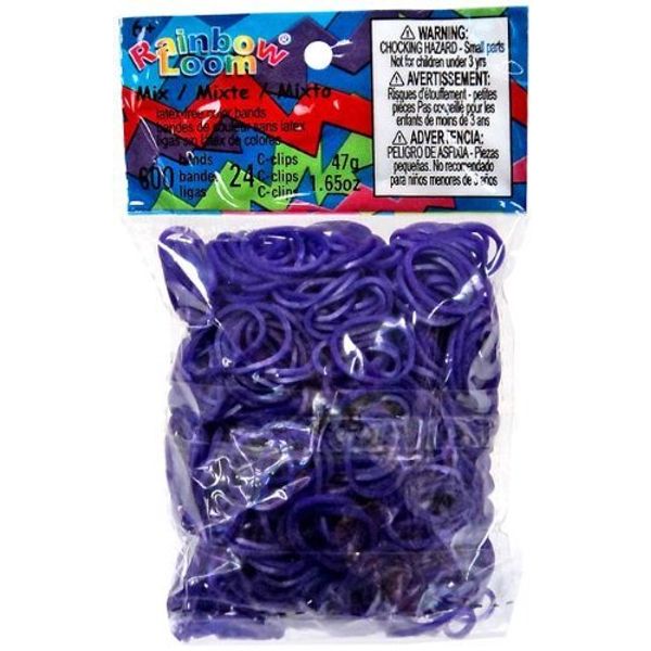 Official Rainbow Loom 600 Ct. Rubber Band Refill Pack DEEP PURPLE [Includes 25 C-Clips!]