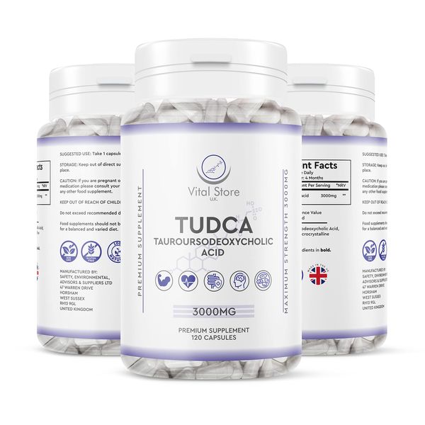 TUDCA 3000mg - 120 Vegan Capsules (4 Month Supply) - Tauroursodeoxycholic Acid High Strength Supplement - Liver Support/Detox & Cleanse/Digestive Health