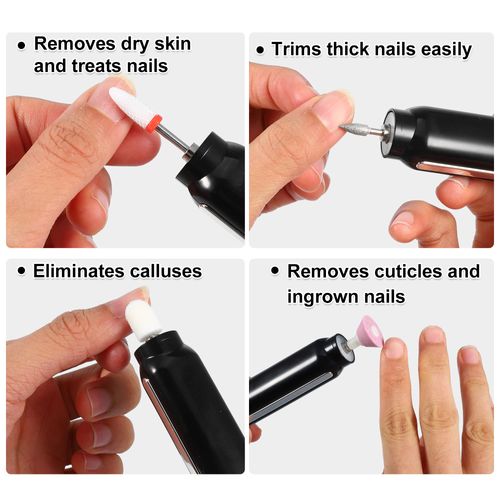 VOCOSTE Electric Nail File Set Nail Drill Machine Pedicure Set Nail Care Kit Portable Limbs Nail Care Trimmer for Home Salon ABS 1 Set Black