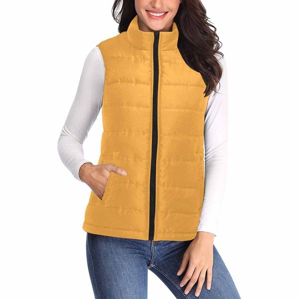 Womens Puffer Vest Jacket / Yellow Orange - XS