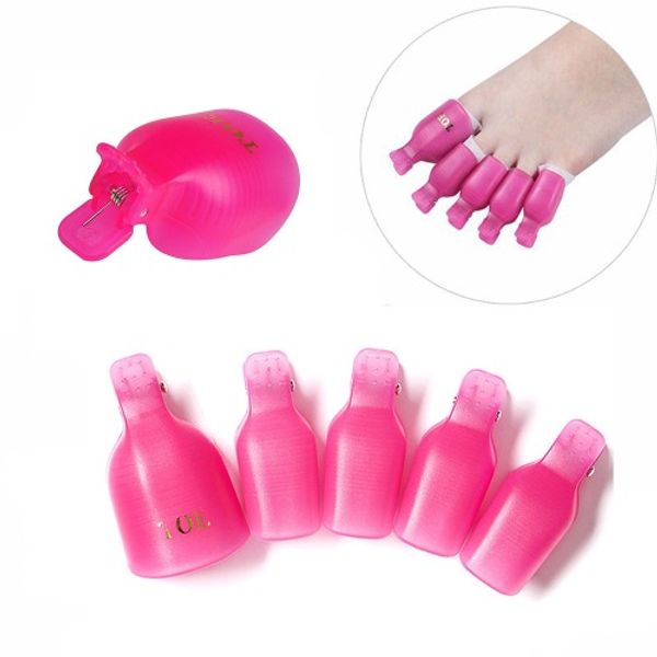 Gel Nail Removal Soak-Off Clip Pedi Set of 5 Pink