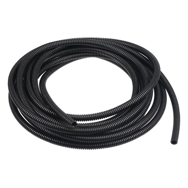 uxcell Corrugated Conduit Tube PP Flexible for Garden Office 6M 7x10mm Black