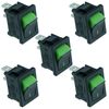 5 x Green Rectangle 'Visi On' Rocker Switch SPST R13-66A5-02