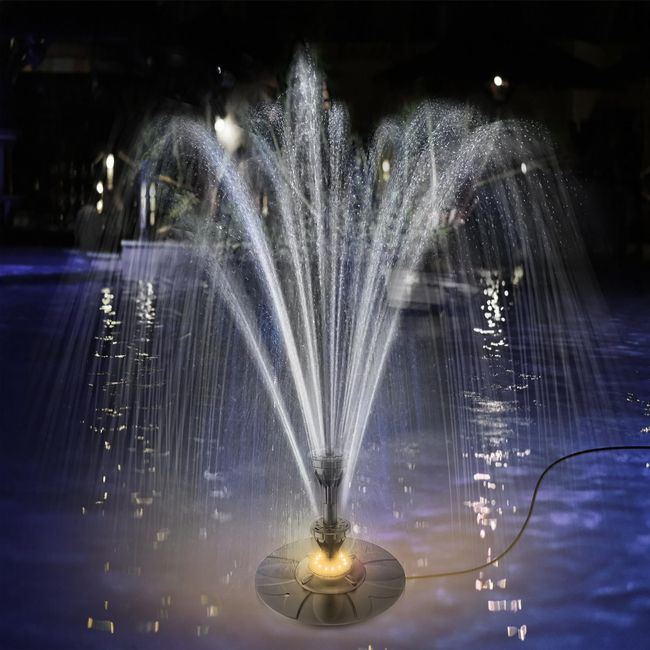 SZMP Pond Fountain 2024 Upgraded with 12 LED Lights, 6W Floating Pool Fountain with 2 Tier Modes, Waterfall Fountain for Above Ground Pool, Small Pond, Garden, Outdoor-32.8ft Power Cord & Adapter