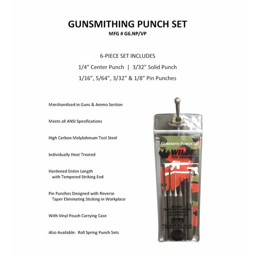 Wilde Tool G6.NP/VP 6-Piece Gunsmith Punch Set-Vinyl Pouch
