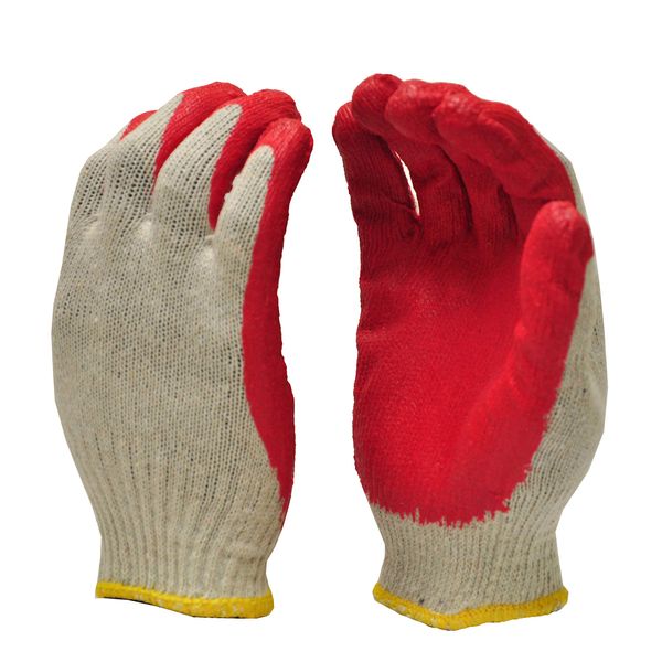 G & F Products 3106-10 String Knit Palm, Latex Dipped Nitrile Coated Work Gloves For General Purpose, 10-Pairsper Pack, Red, Large