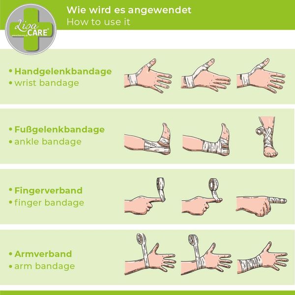 LisaCare Kinderpflaster Großpackung Fixierbinde Selbsthaftend Elastisch - 6 Rollen Erste Hilfe Kinder Pflasterset für unterwegs - Kinder Pflaster wasserfest sensitiv (2,5cm)