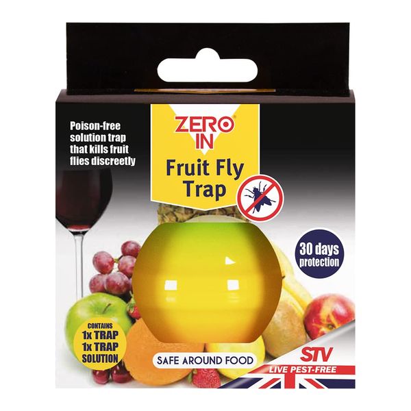 Zero In Ready-Baited Fruit Fly Trap Apple-Shaped, Non-Toxic, Insect Trap to Attract and Trap Fruit Flies, Suitable for Kitchen Counters, Lasts up to 30 Days, 5.5x10.5x16.7 cm