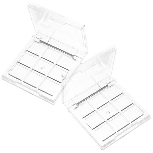 Healifty 2pcs Empty Lipstick Palette 9 Grids Diy Eyeshadow Powder Blush Lipstick Palette Empty Highlighters Container for Women
