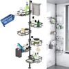 7-Tier Shower Caddy Organizer Tension Pole, Rustproof Corner Shelf for Bathroom