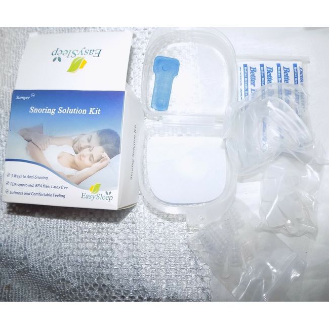 NEW SUMYER EASY SLEEP SNORING SOLUTION KIT MOUTHPIECE NASAL STRIPS VENT 4IN1 KIT