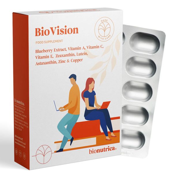 BioVision- Premium Vitamins and Minerals for Eye Health with Blueberry Extract-Zeaxanthin, Lutein, Vitamin A, E, C, Zinc, Copper, and Astaxanthin- Ideal for Vegetarians & Vegans- 30 Day Supply